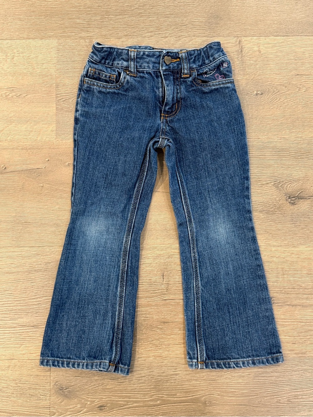 Carhartt Girls Jeans Kids Hearts Embroidered Dark Wash 4T